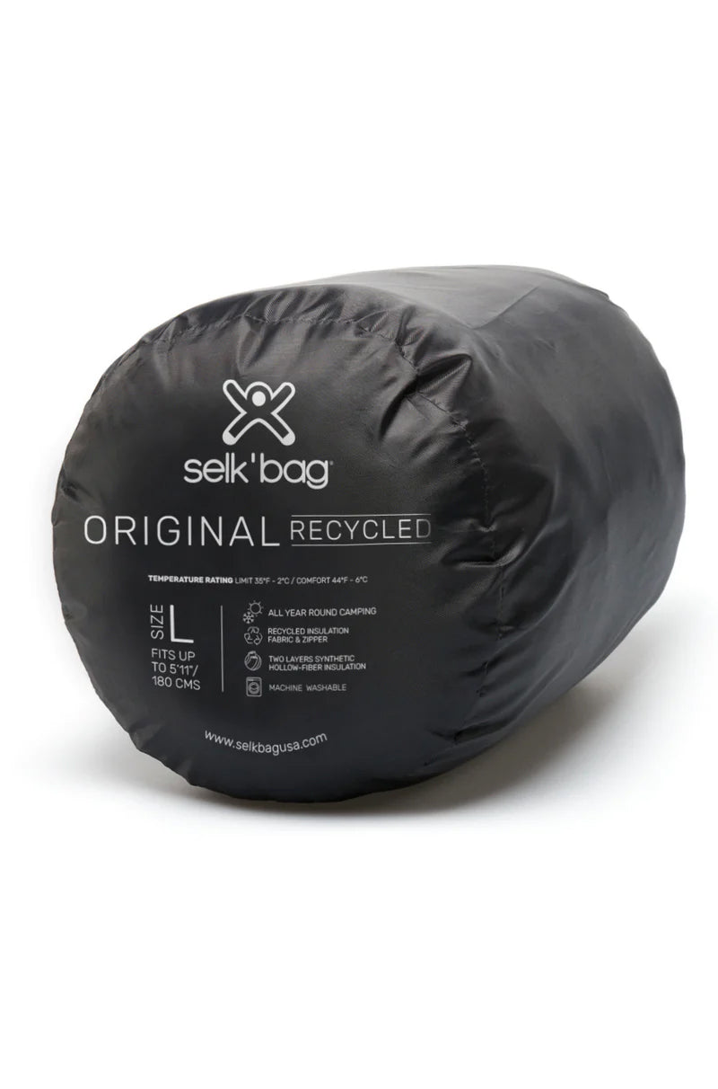 Black Selk'bag sleeping bag suit in a stuff-sac