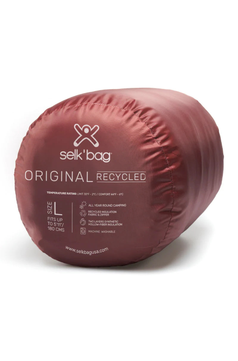 Burgundy Selk'bag sleeping bag suit rolled up