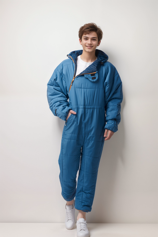 Kids Lite Recycled Foggy Blue Sleeping Bag Suit