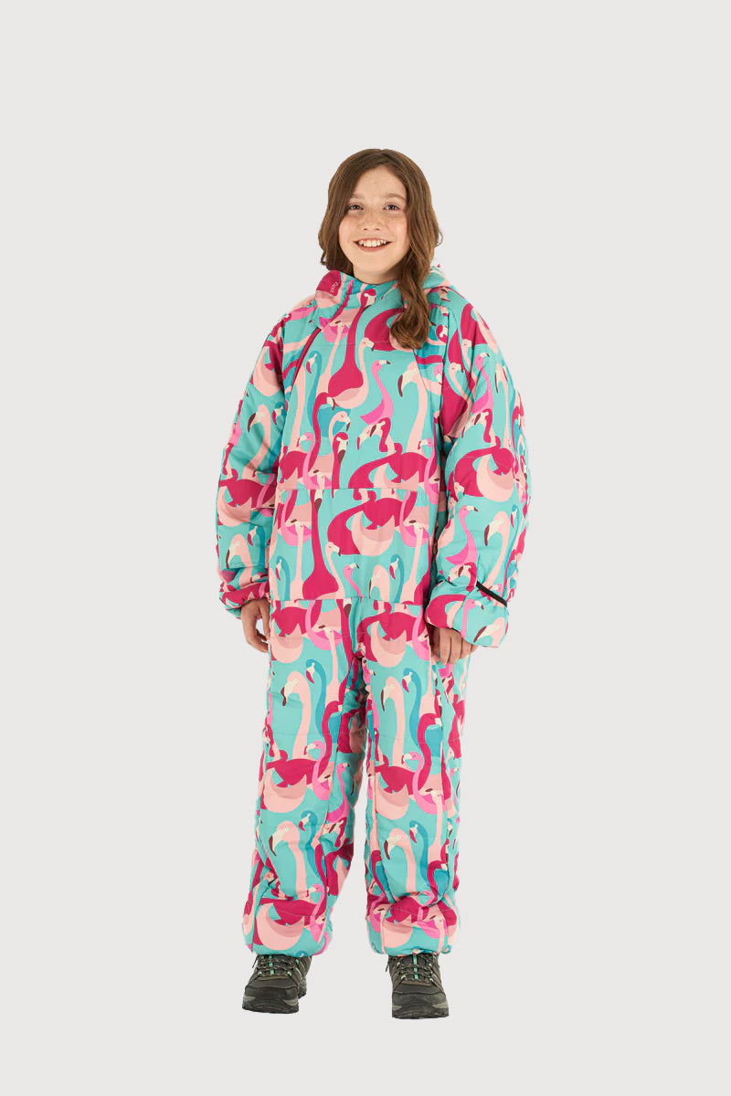 Adult man wearing a Selk'bag Pursuit Realtree® EDGE® camouflage sleeping bag suit