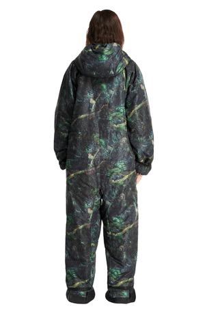 Adult woman in a Selk'bag Rainforest wearable sleeping bag